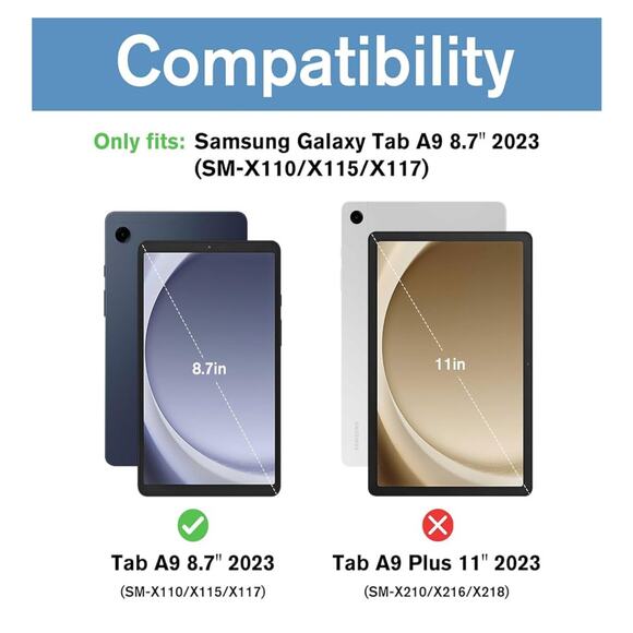 ProCase Compatible Galaxy Tab A9 8.7” Heavy Duty, Rotatable SM-X110/X115/X117 - Picture 9 of 9